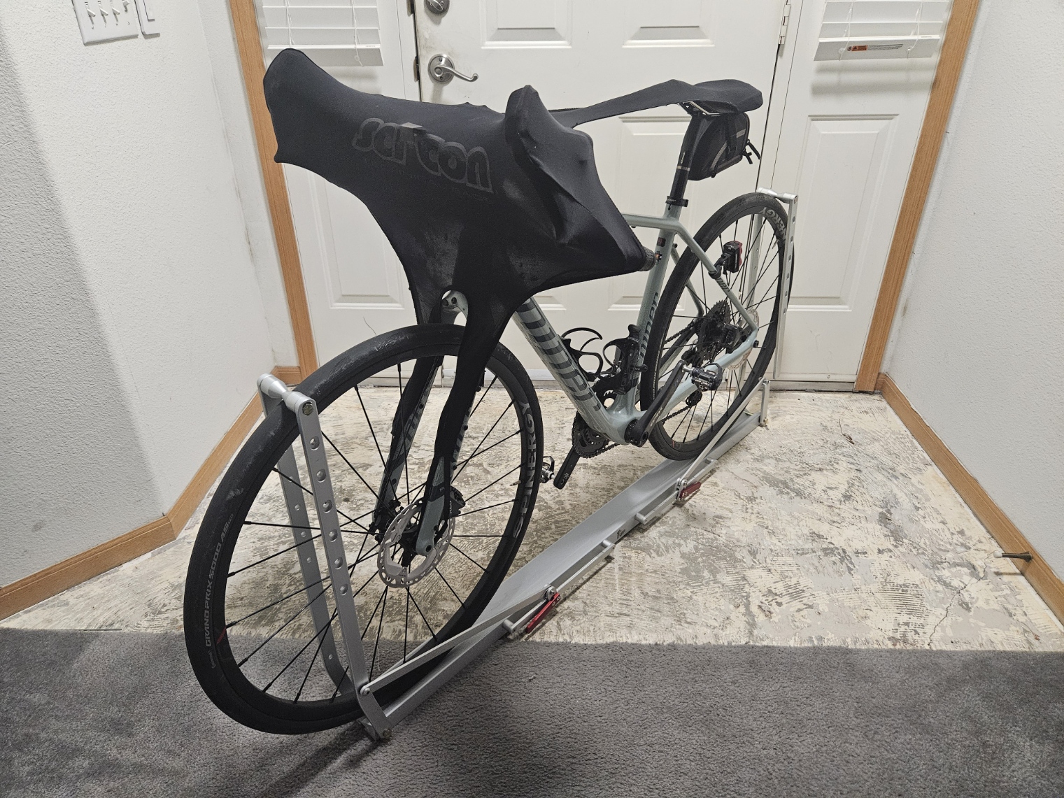 Bike in rack with bug screen